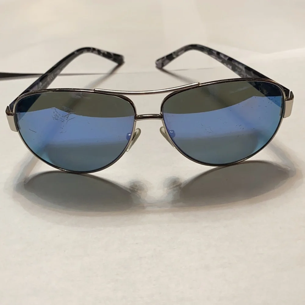 Tory Burch Blue Lens Aviator Sunglasses with Orange Case